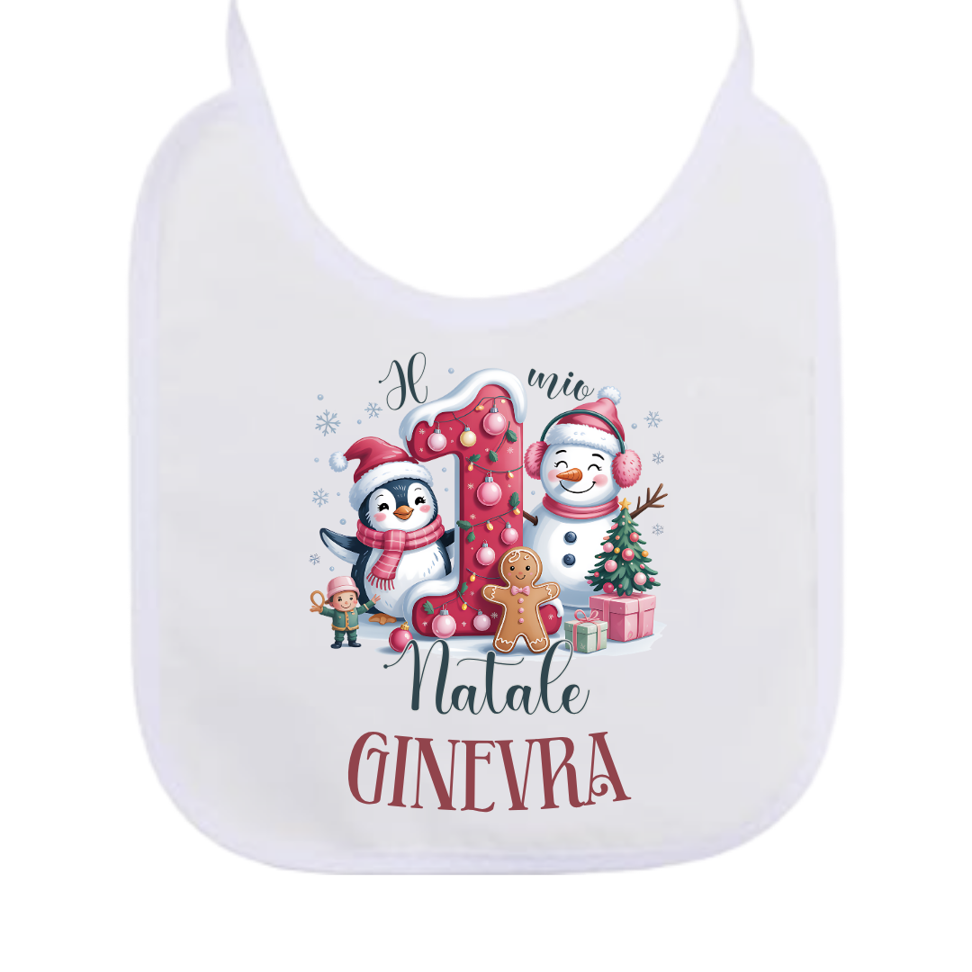 Bavaglino il mio 1° Natale Bimba con nome