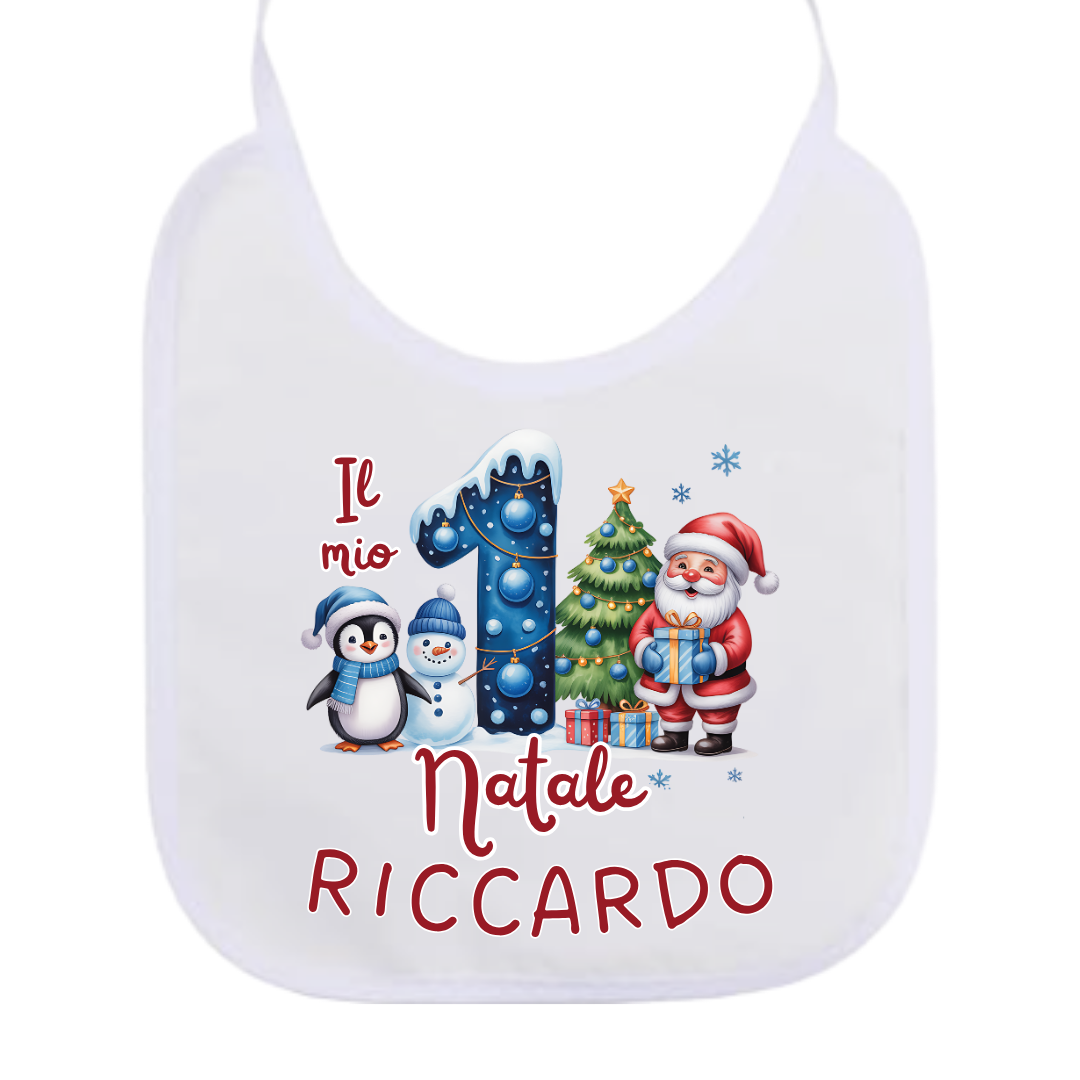 Bavaglino il mio 1° Natale Babbo Natale con nome