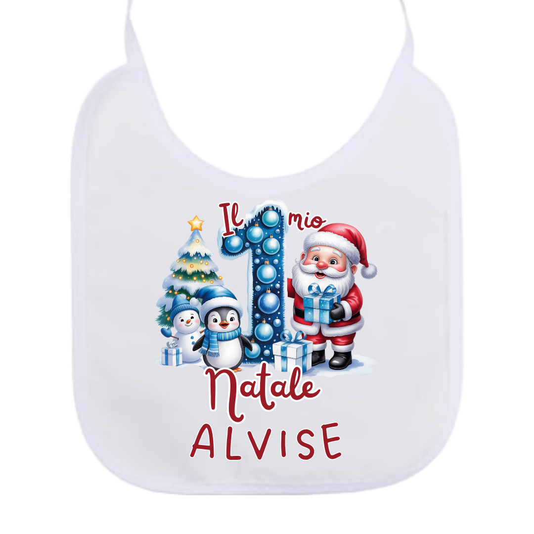 Bavaglino il mio 1° Natale Babbo con nome