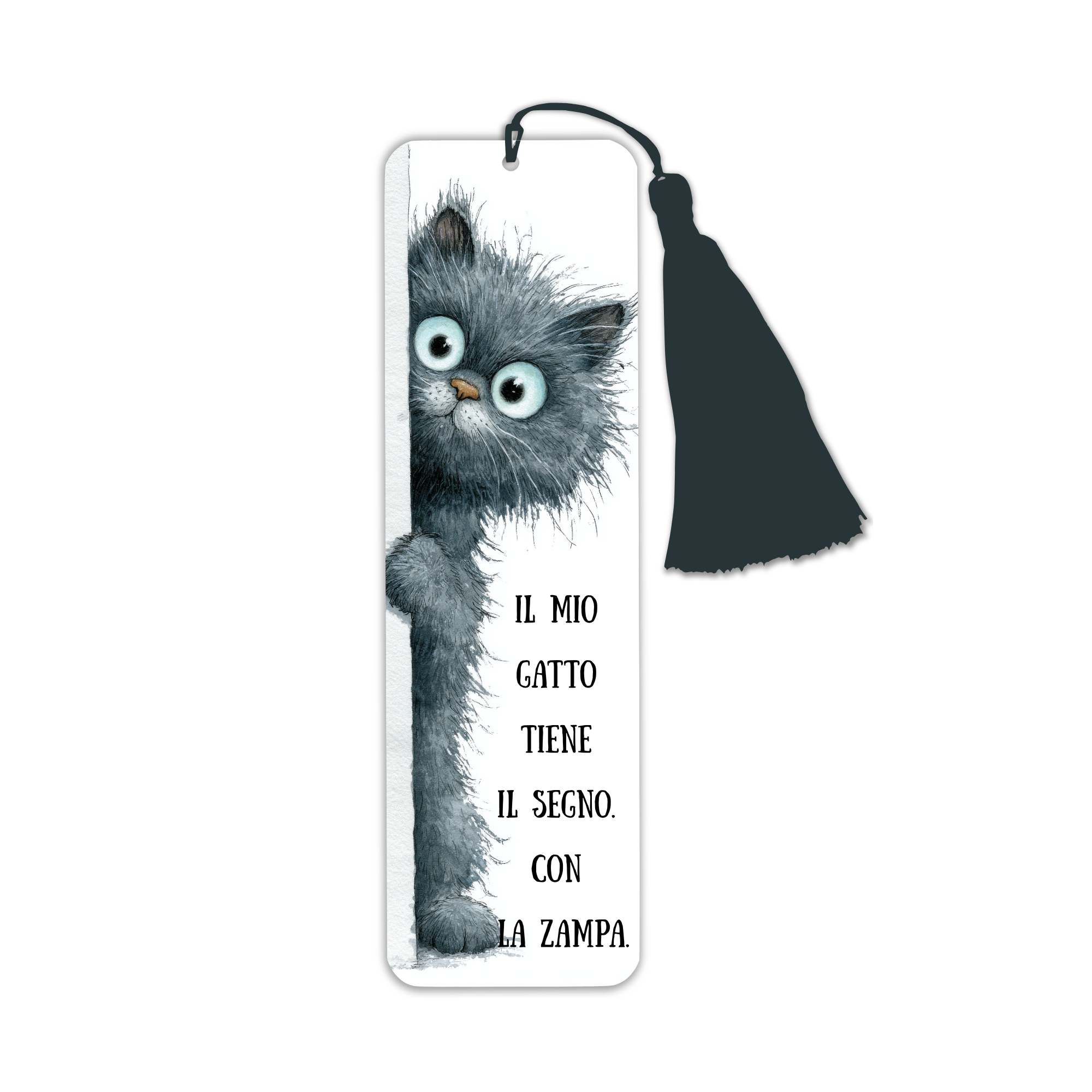 Segnalibro con frase "Il mio gatto tiene il segno con la zampa"